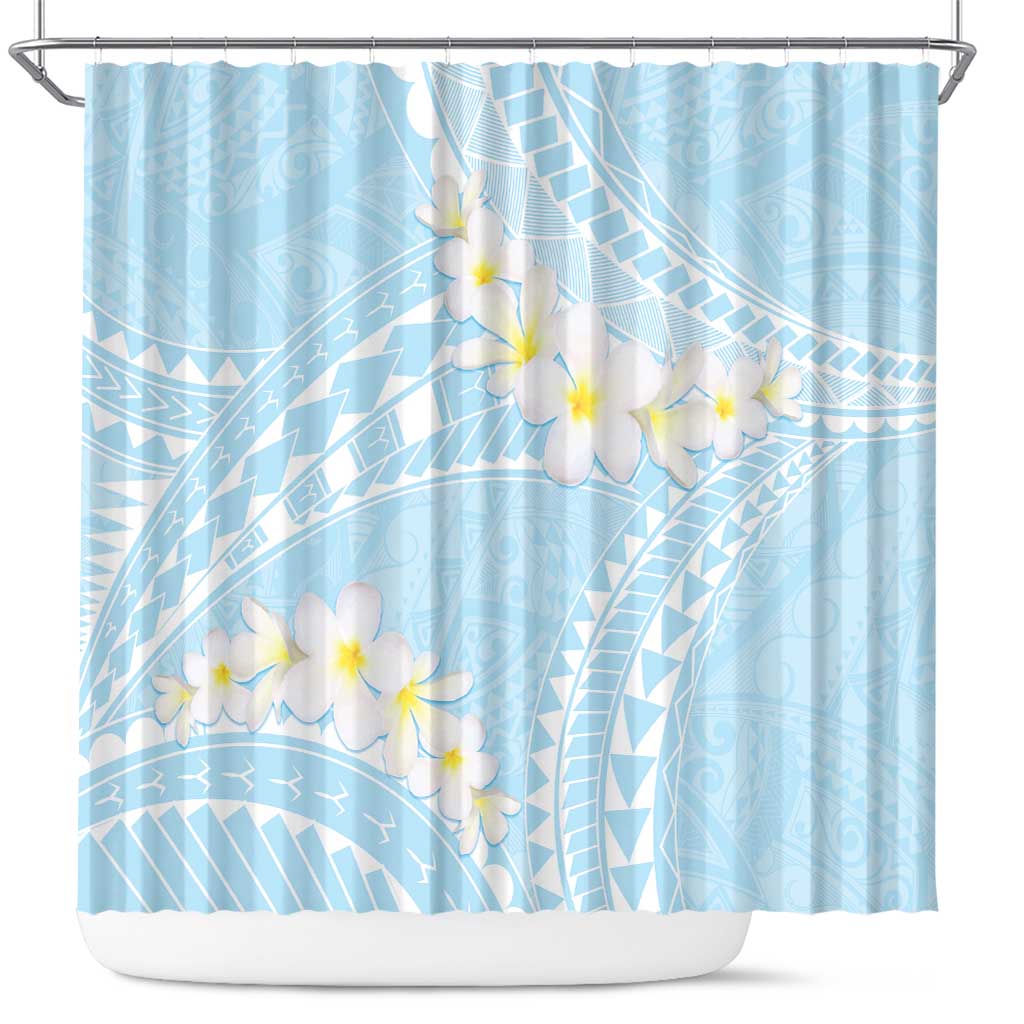Polynesian Vintage Floral Shower Curtain Azure Motifs LT7 Azure - Polynesian Pride