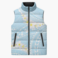 Polynesian Vintage Floral Sleeveless Puffer Jacket Azure Motifs LT7 Unisex Azure - Polynesian Pride