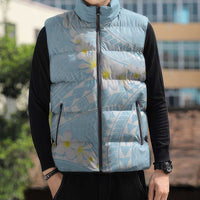 Polynesian Vintage Floral Sleeveless Puffer Jacket Azure Motifs LT7 - Polynesian Pride
