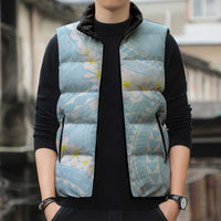 Polynesian Vintage Floral Sleeveless Puffer Jacket Azure Motifs LT7 - Polynesian Pride