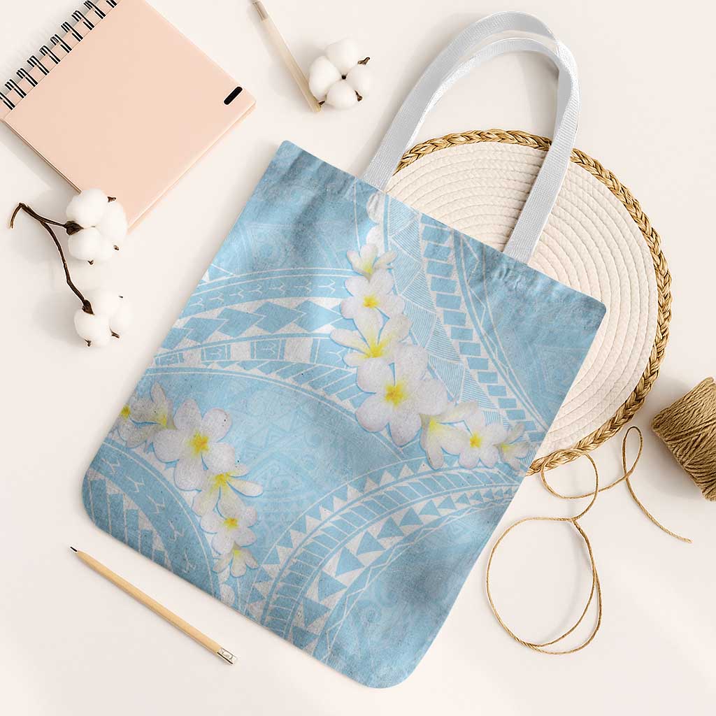Polynesian Vintage Floral Tote Bag Azure Motifs LT7 White Strap One Size Azure - Polynesian Pride
