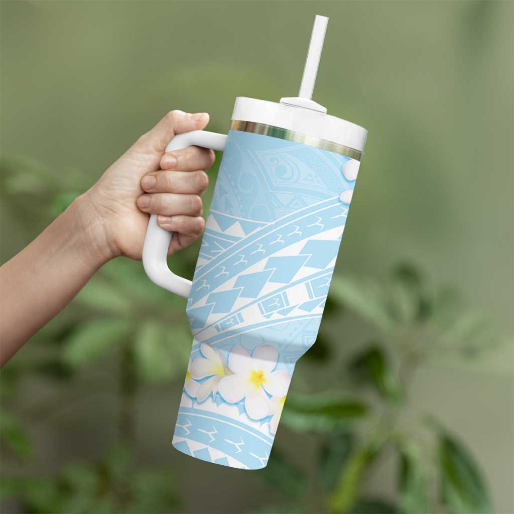 Polynesian Vintage Floral Tumbler With Handle Azure Motifs LT7 - Polynesian Pride
