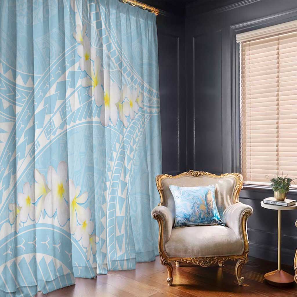 Polynesian Vintage Floral Window Curtain Azure Motifs LT7 - Polynesian Pride