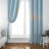 Polynesian Vintage Floral Window Curtain Azure Motifs LT7 - Polynesian Pride