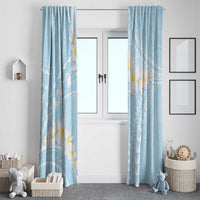 Polynesian Vintage Floral Window Curtain Azure Motifs LT7 - Polynesian Pride