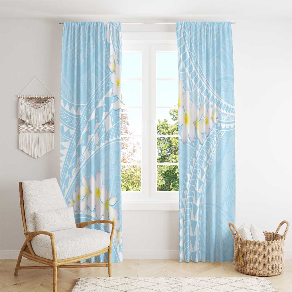 Polynesian Vintage Floral Window Curtain Azure Motifs LT7 - Polynesian Pride