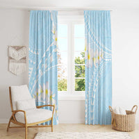 Polynesian Vintage Floral Window Curtain Azure Motifs LT7 - Polynesian Pride