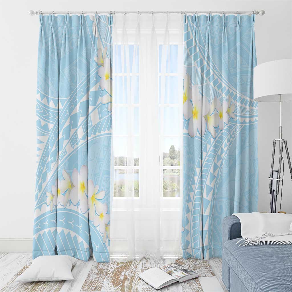 Polynesian Vintage Floral Window Curtain Azure Motifs LT7 - Polynesian Pride
