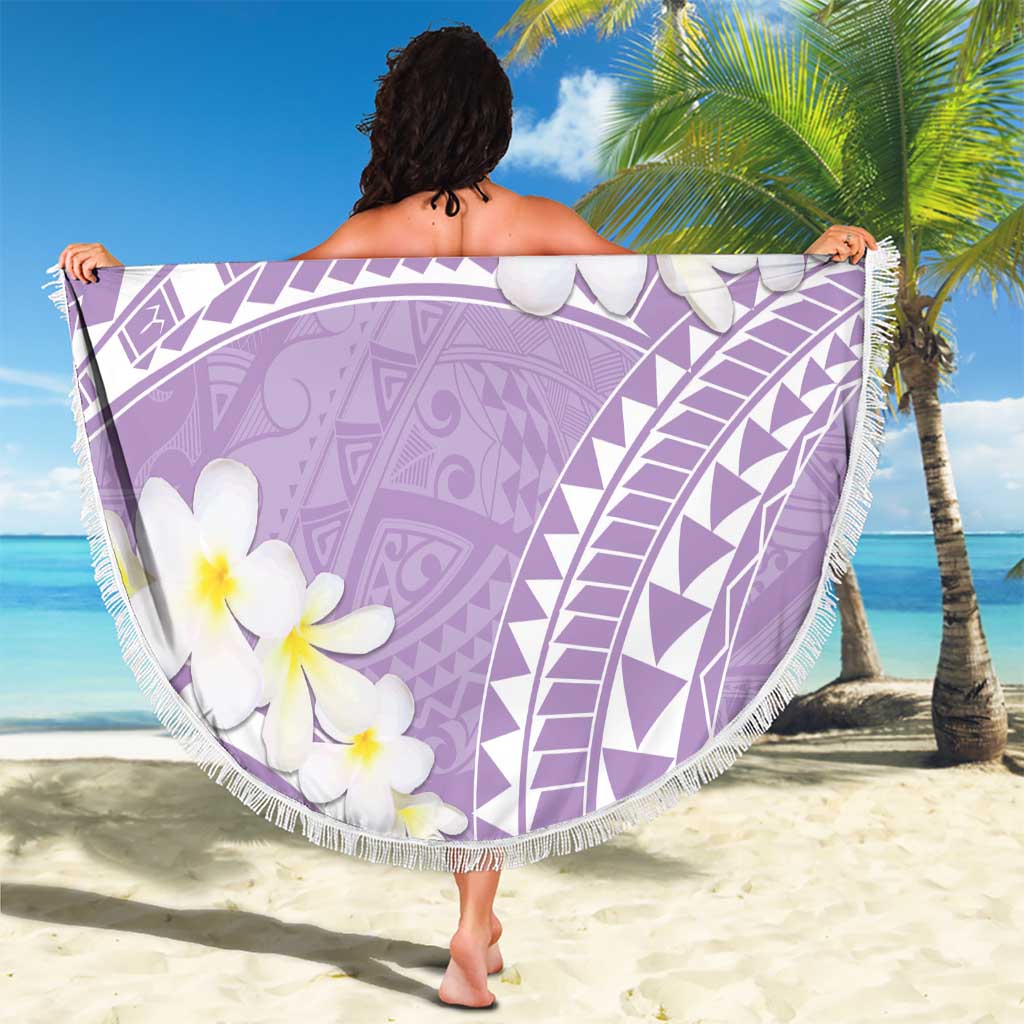 Polynesian Vintage Floral Beach Blanket Lavender Motifs LT7 - Polynesian Pride