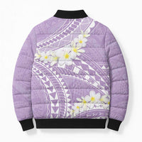 Polynesian Vintage Floral Bomber Puffer Jacket Lavender Motifs LT7 - Polynesian Pride