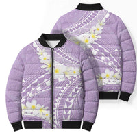 Polynesian Vintage Floral Bomber Puffer Jacket Lavender Motifs LT7 - Polynesian Pride