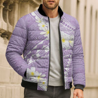 Polynesian Vintage Floral Bomber Puffer Jacket Lavender Motifs LT7 - Polynesian Pride
