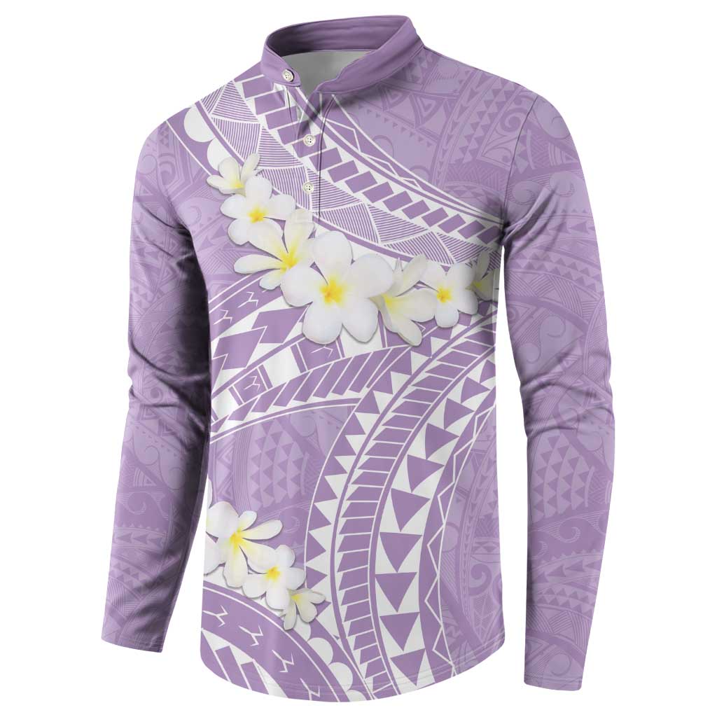 Polynesian Vintage Floral Button Sweatshirt Lavender Motifs LT7 - Polynesian Pride