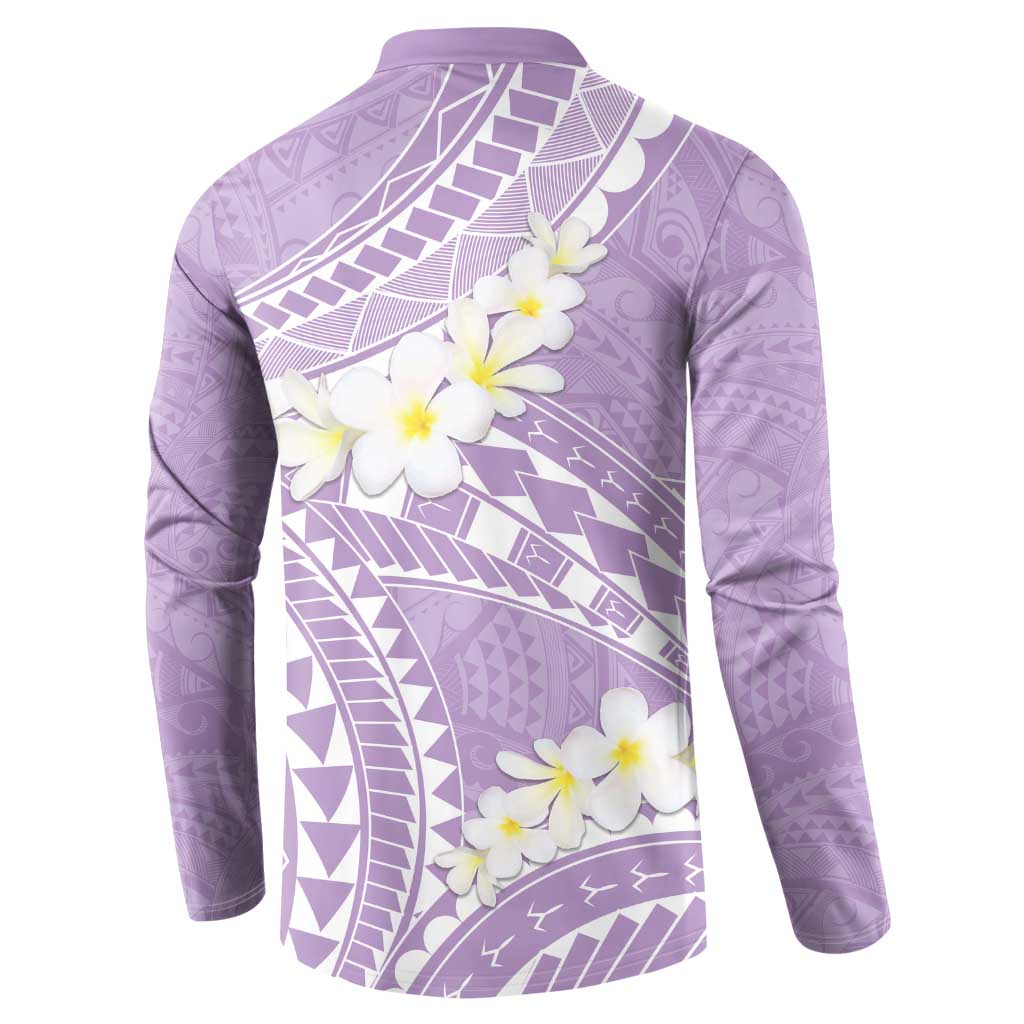 Polynesian Vintage Floral Button Sweatshirt Lavender Motifs LT7 - Polynesian Pride