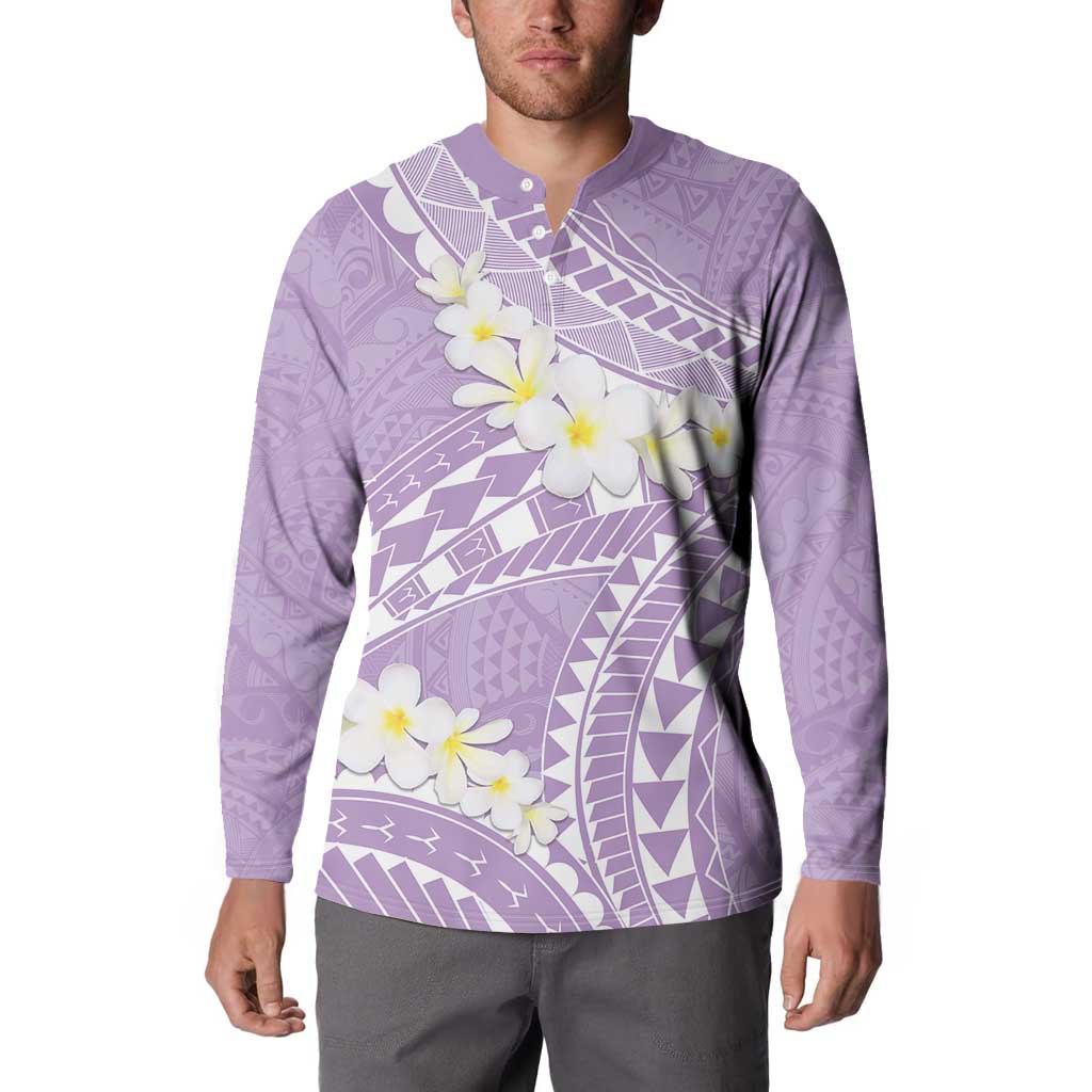 Polynesian Vintage Floral Button Sweatshirt Lavender Motifs LT7 - Polynesian Pride