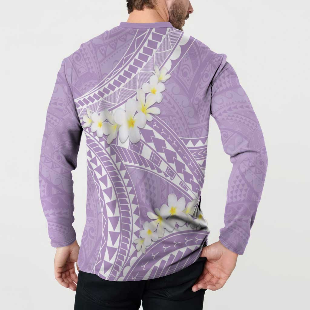 Polynesian Vintage Floral Button Sweatshirt Lavender Motifs LT7 - Polynesian Pride