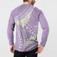 Polynesian Vintage Floral Button Sweatshirt Lavender Motifs LT7 - Polynesian Pride