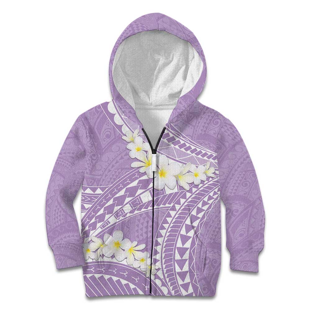 Polynesian Vintage Floral Kid Hoodie Lavender Motifs LT7 Zip Hoodie Lavender - Polynesian Pride