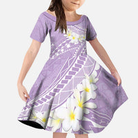 Polynesian Vintage Floral Kid Short Sleeve Dress Lavender Motifs LT7 KID Lavender - Polynesian Pride