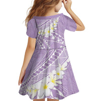 Polynesian Vintage Floral Kid Short Sleeve Dress Lavender Motifs LT7 - Polynesian Pride