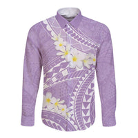 Polynesian Vintage Floral Long Sleeve Button Shirt Lavender Motifs LT7 Unisex Lavender - Polynesian Pride