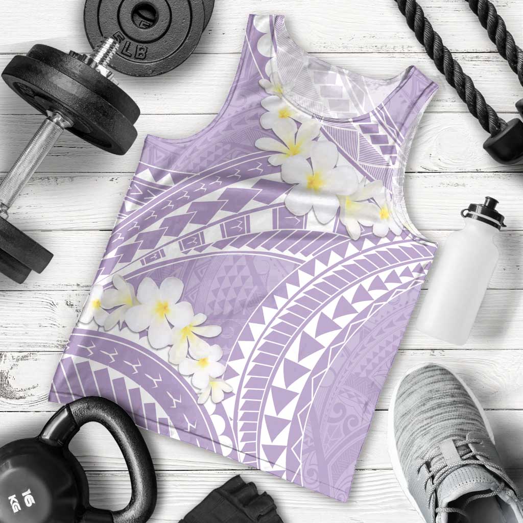 Polynesian Vintage Floral Men Tank Top Lavender Motifs LT7 - Polynesian Pride