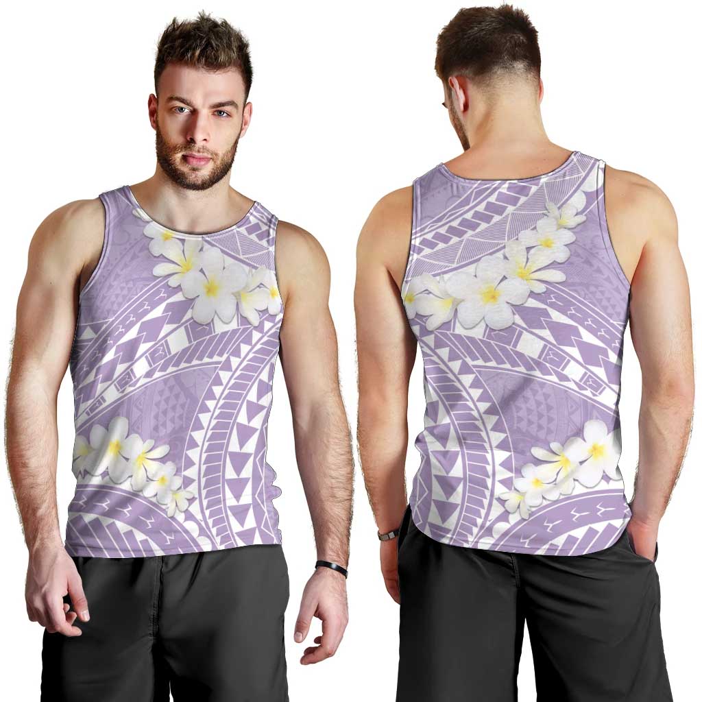 Polynesian Vintage Floral Men Tank Top Lavender Motifs LT7 - Polynesian Pride