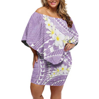 Polynesian Vintage Floral Off Shoulder Short Dress Lavender Motifs LT7 Women Lavender - Polynesian Pride