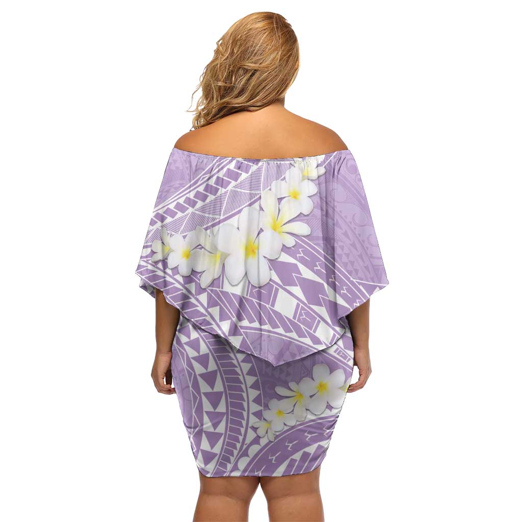 Polynesian Vintage Floral Off Shoulder Short Dress Lavender Motifs LT7 - Polynesian Pride