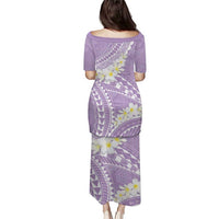 Polynesian Vintage Floral Puletasi Lavender Motifs LT7 - Polynesian Pride