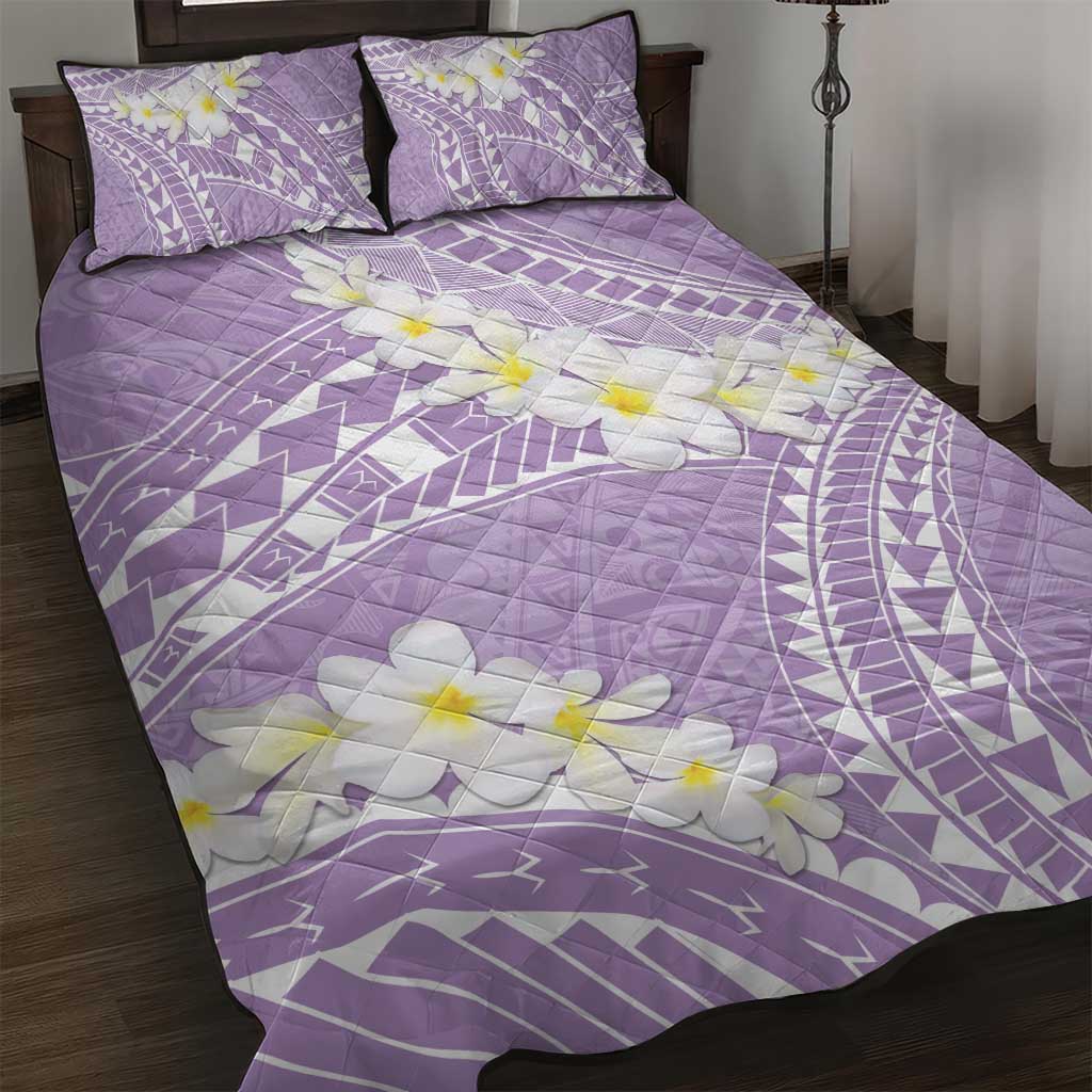 Polynesian Vintage Floral Quilt Bed Set Lavender Motifs LT7 Lavender - Polynesian Pride