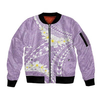 Polynesian Vintage Floral Sleeve Zip Bomber Jacket Lavender Motifs LT7 Unisex Lavender - Polynesian Pride
