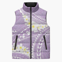 Polynesian Vintage Floral Sleeveless Puffer Jacket Lavender Motifs LT7 Unisex Lavender - Polynesian Pride