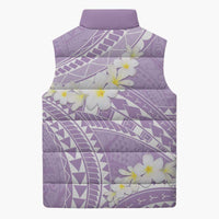 Polynesian Vintage Floral Sleeveless Puffer Jacket Lavender Motifs LT7 - Polynesian Pride