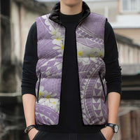 Polynesian Vintage Floral Sleeveless Puffer Jacket Lavender Motifs LT7 - Polynesian Pride
