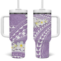 Polynesian Vintage Floral Tumbler With Handle Lavender Motifs LT7 One Size: 40 oz Lavender - Polynesian Pride
