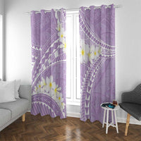 Polynesian Vintage Floral Window Curtain Lavender Motifs LT7 With Grommets Lavender - Polynesian Pride