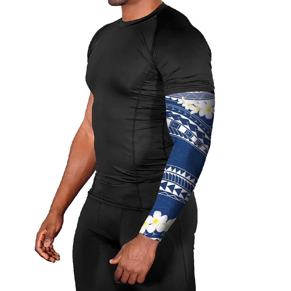 Polynesian Vintage Floral Arm Sleeves Navy Blue Motifs LT7 - Polynesian Pride