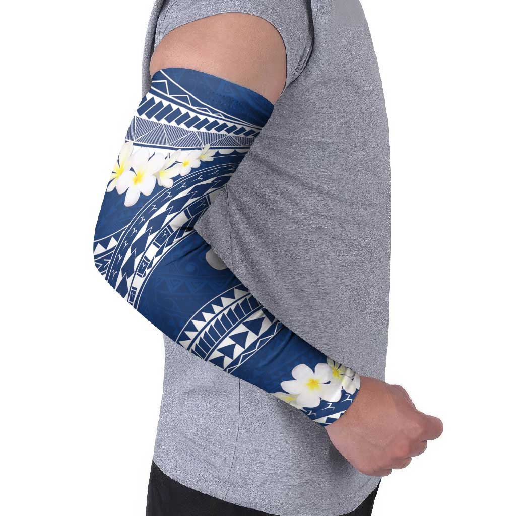 Polynesian Vintage Floral Arm Sleeves Navy Blue Motifs LT7 - Polynesian Pride