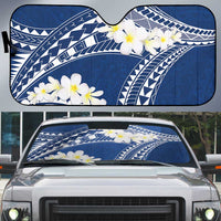Polynesian Vintage Floral Auto Sun Shade Navy Blue Motifs LT7 Navy Blue - Polynesian Pride