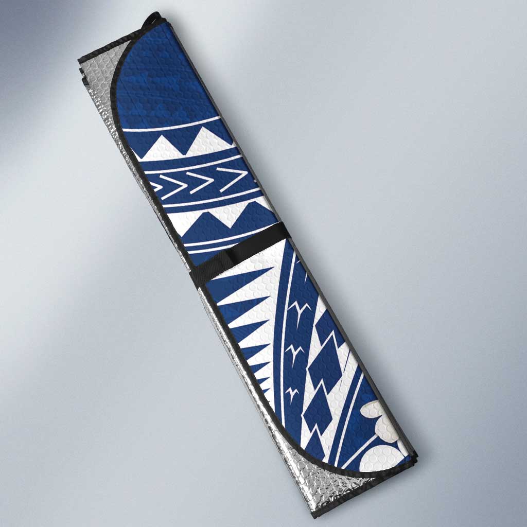 Polynesian Vintage Floral Auto Sun Shade Navy Blue Motifs LT7 - Polynesian Pride