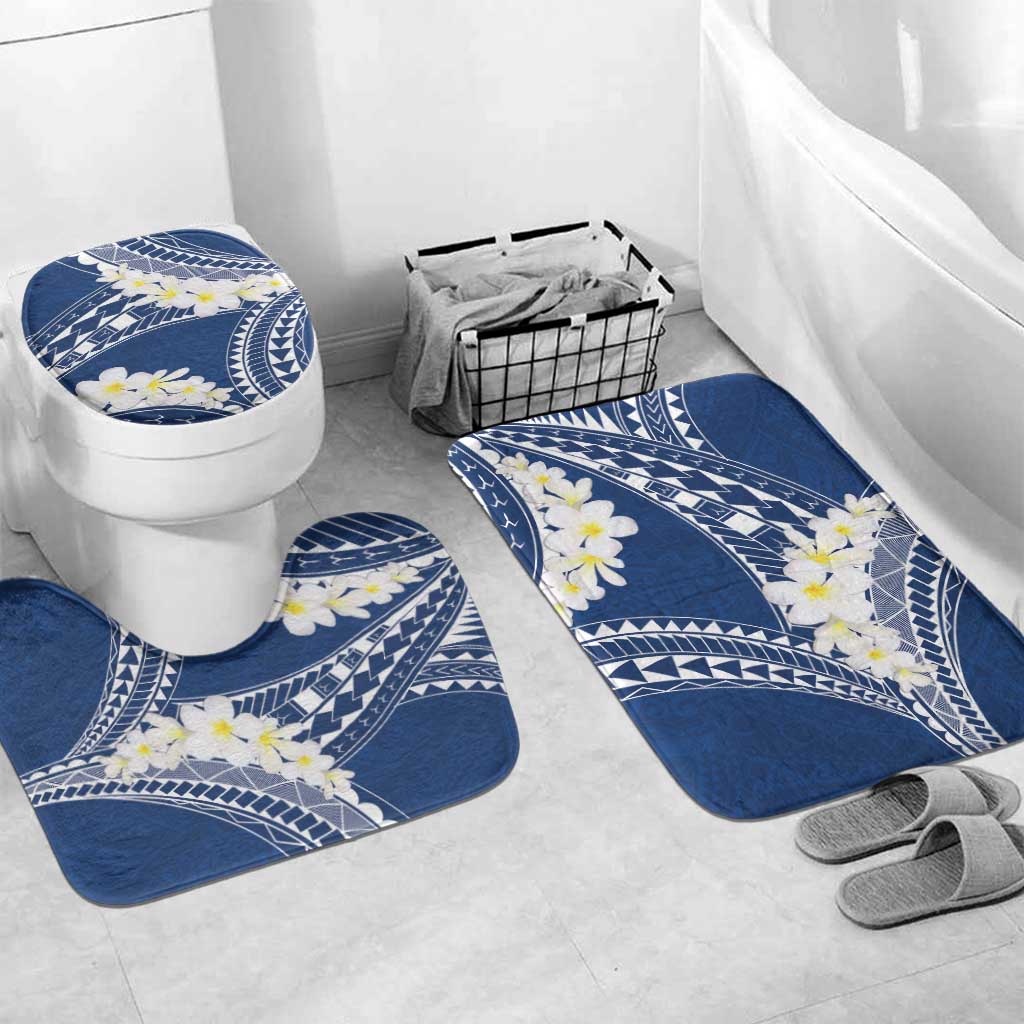 Polynesian Vintage Floral Bathroom Set Navy Blue Motifs LT7 Mat Set Only (3 pcs) One Size Navy Blue - Polynesian Pride