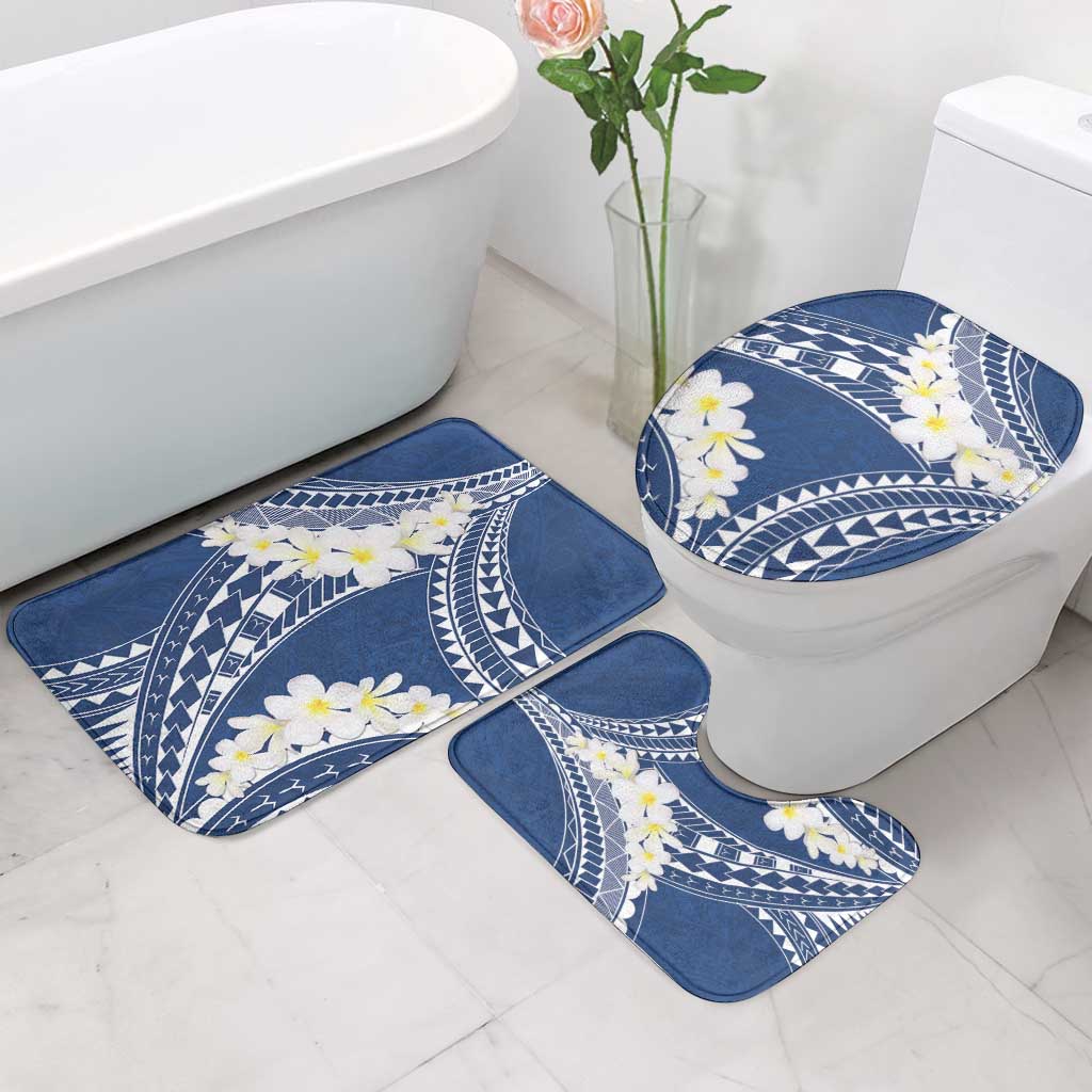 Polynesian Vintage Floral Bathroom Set Navy Blue Motifs LT7 - Polynesian Pride