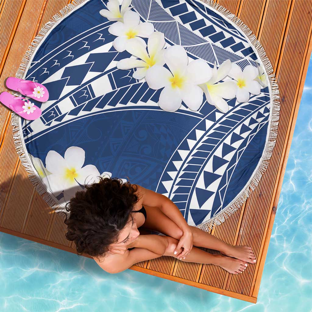 Polynesian Vintage Floral Beach Blanket Navy Blue Motifs LT7 - Polynesian Pride