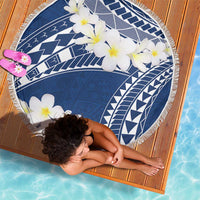 Polynesian Vintage Floral Beach Blanket Navy Blue Motifs LT7 - Polynesian Pride