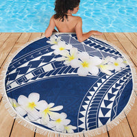 Polynesian Vintage Floral Beach Blanket Navy Blue Motifs LT7 - Polynesian Pride