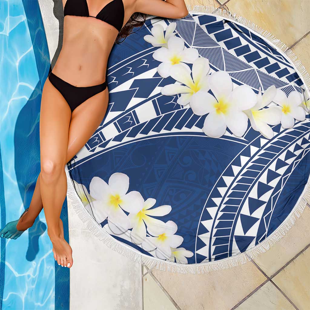 Polynesian Vintage Floral Beach Blanket Navy Blue Motifs LT7 - Polynesian Pride