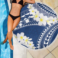 Polynesian Vintage Floral Beach Blanket Navy Blue Motifs LT7 - Polynesian Pride