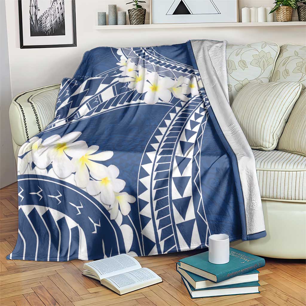 Polynesian Vintage Floral Blanket Navy Blue Motifs LT7 Navy Blue - Polynesian Pride