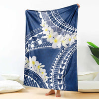 Polynesian Vintage Floral Blanket Navy Blue Motifs LT7 - Polynesian Pride